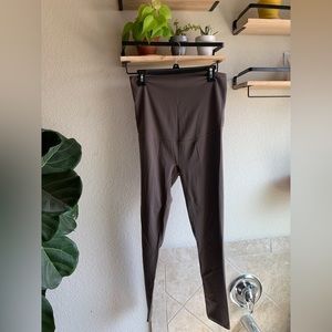 Brown maternity athletic workout leggings